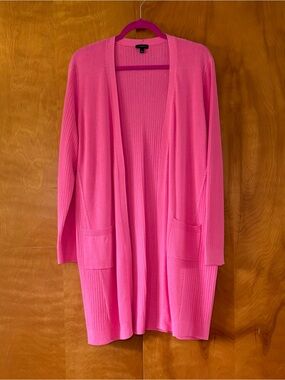 TALBOTS Open-Front Longline Pink Cardigan Sweater size L